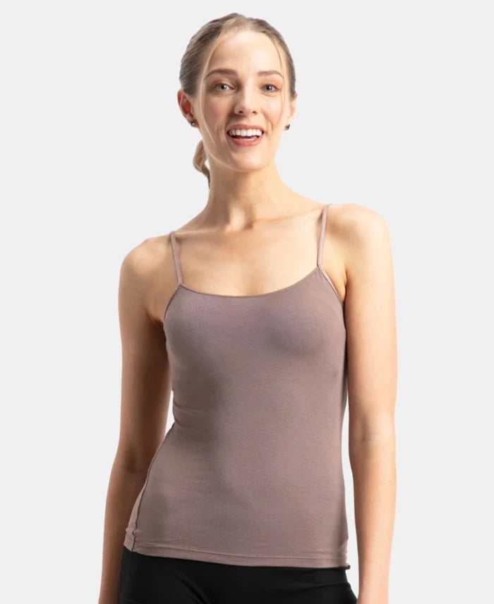 Micro Modal Elastane Stretch Camisole with Adjustable Straps and StayFresh Treatment - Deep Taupe