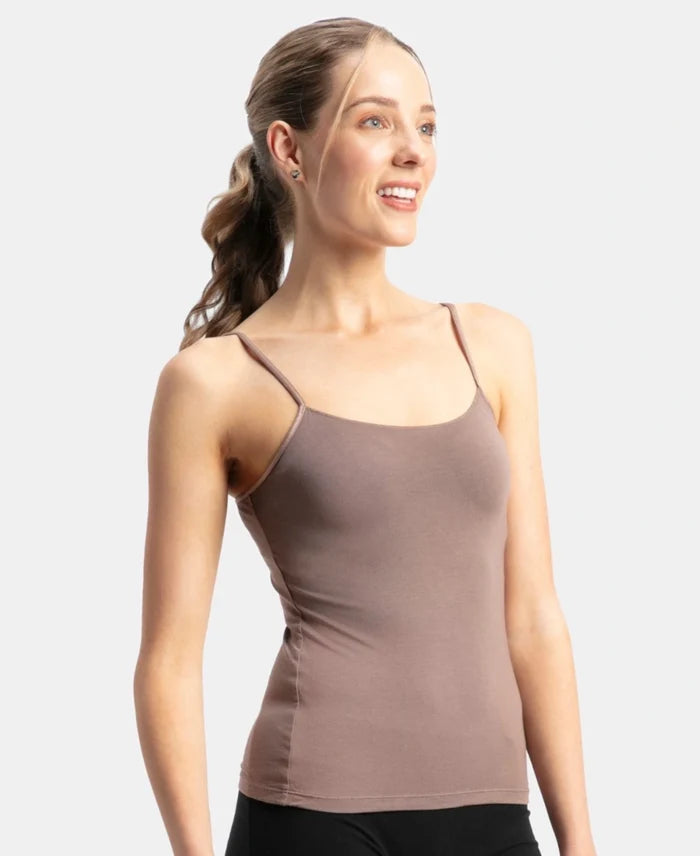 Micro Modal Elastane Stretch Camisole with Adjustable Straps and StayFresh Treatment - Deep Taupe