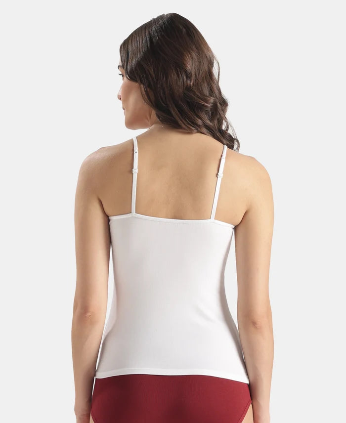 Micro Modal Elastane Stretch Camisole with Adjustable Straps and StayFresh Treatment - White (Pack of 2)
