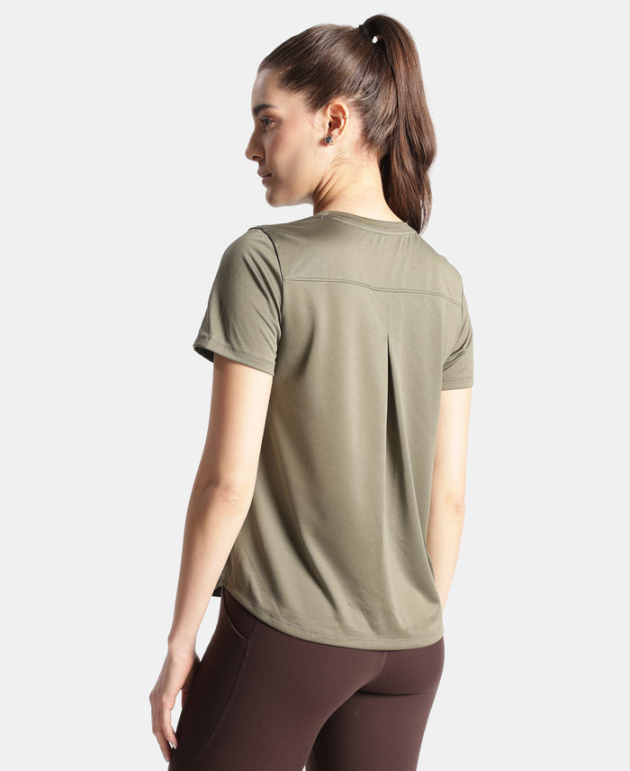 Microfiber Fabric Regular Fit Half Sleeve Breathable Mesh T-Shirt - Earth
