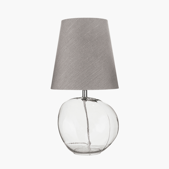 Milou Clear Glass Organic Table Lamp with Grey Shade Lighting