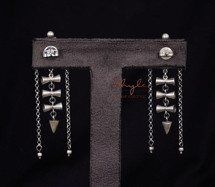 Mizoya Textured Damru Sequence Danglers back