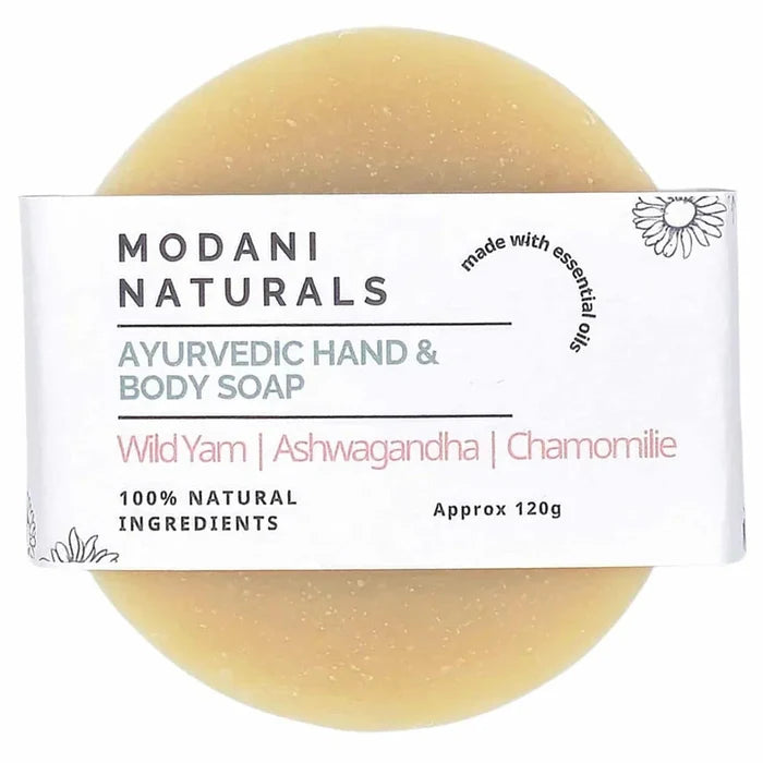 Modani Naturals Hand and Body Bar 120g Wild Yam, Ashwagandha, Chamomile