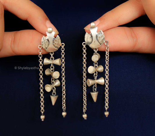 Moh Bold Shiva Damru Layered Danglers