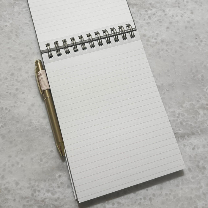 Monochrome Animal Print Notebook with Pen Holder & Gold Pen Accessories