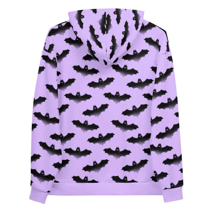 Morrigan alternative hoodie in lavender with bats and crescent moons