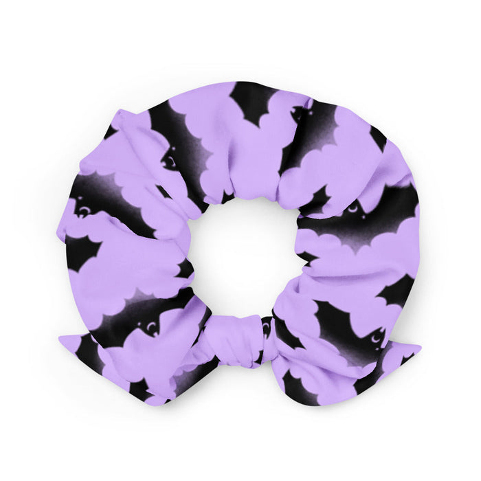 Morrigan alternative scrunchie in lavender with bats and crescent moons