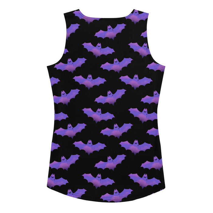 Morrigan gothic tank top in lavender with dusky bats and soft clouds