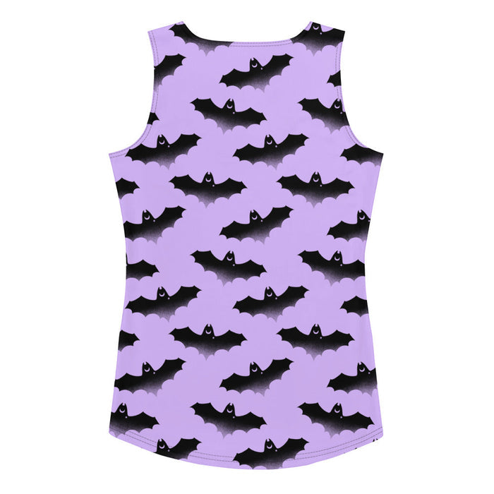 Morrigan alternative tank top in lavender with bats and crescent moons