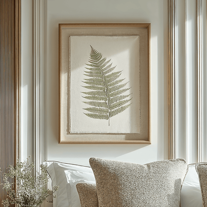 Nia Sage Green Bracken Leaf Print Framed Wall Art Accessories