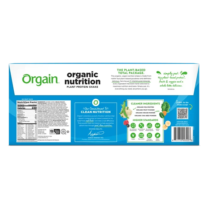 Orgain Organic Vegan Plant Based Nutritional Shake, Vanilla, CS/12 - 851770003223 - LL Medico
