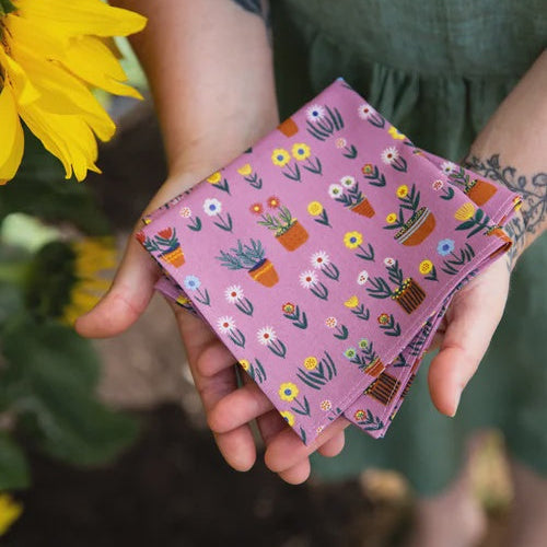 Organic Cotton Handkerchief - Pot Plants