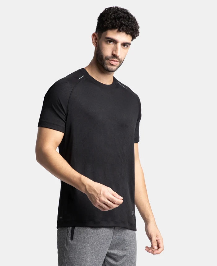 Pack of 2 Lightweight Microfiber Solid Round Neck Half Sleeve T-Shirt with Breathable Mesh - White & Black
