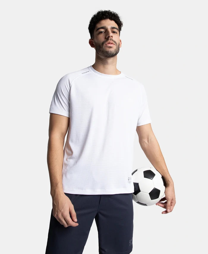 Pack of 2 Lightweight Microfiber Solid Round Neck Half Sleeve T-Shirt with Breathable Mesh - White & Iceberg Green