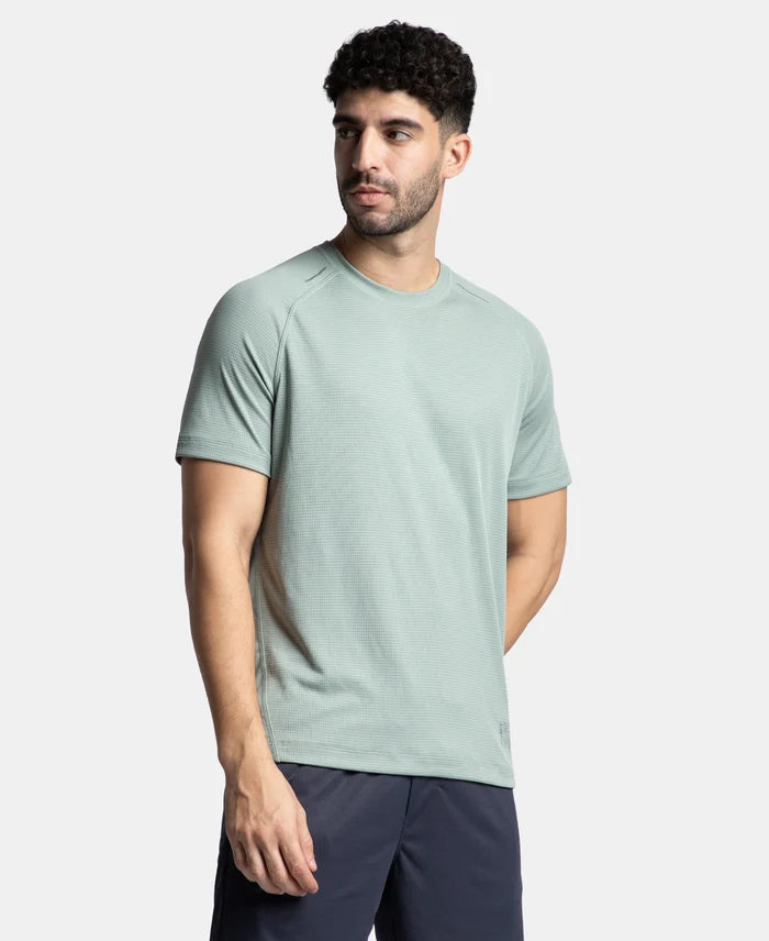 Pack of 2 Lightweight Microfiber Solid Round Neck Half Sleeve T-Shirt with Breathable Mesh - White & Iceberg Green