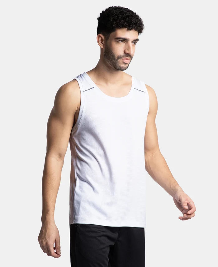 Pack of 2 Lightweight Microfiber Solid Tank Top with Breathable Mesh - White & Navy
