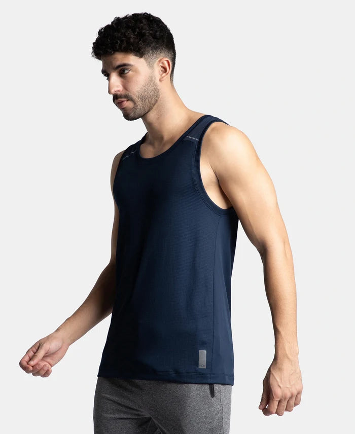 Pack of 2 Lightweight Microfiber Solid Tank Top with Breathable Mesh - White & Navy