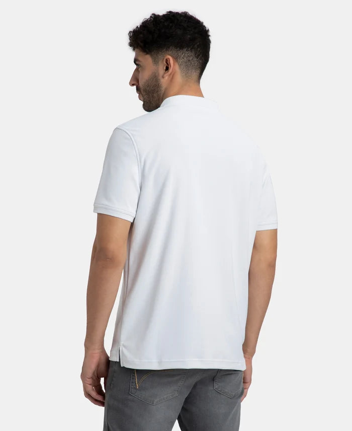 Pack of 2 Microfiber Fabric Solid Half Sleeve Polo T-Shirt with StayDry & StayFresh Technology - Black & White
