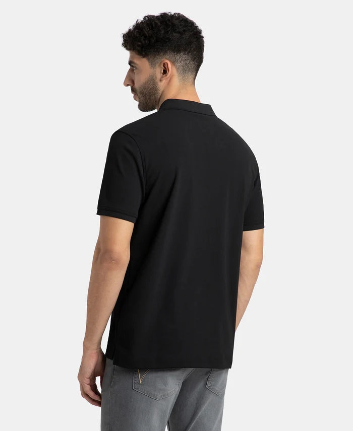 Pack of 2 Microfiber Fabric Solid Half Sleeve Polo T-Shirt with StayDry & StayFresh Technology - Black & White