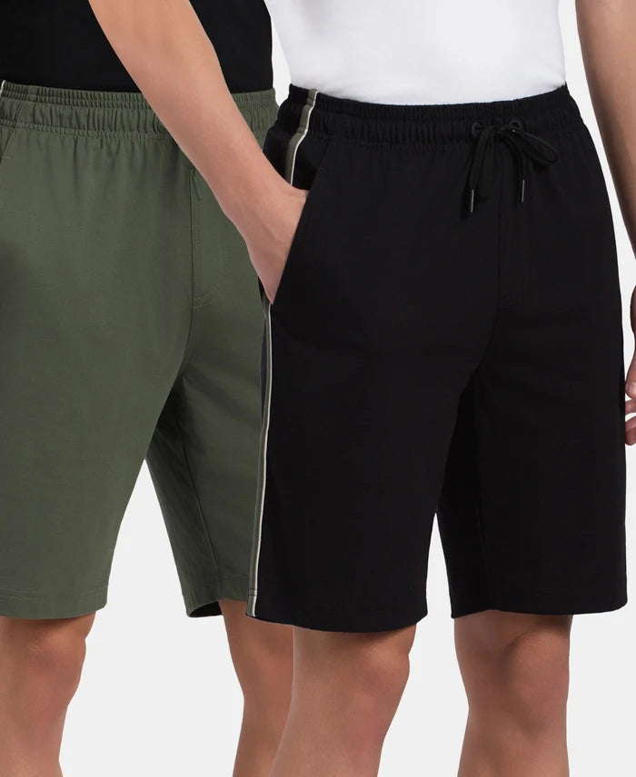 Pack of 2 Super Combed Cotton Rich Regular Fit Shorts with Side Pockets - Black & Thyme