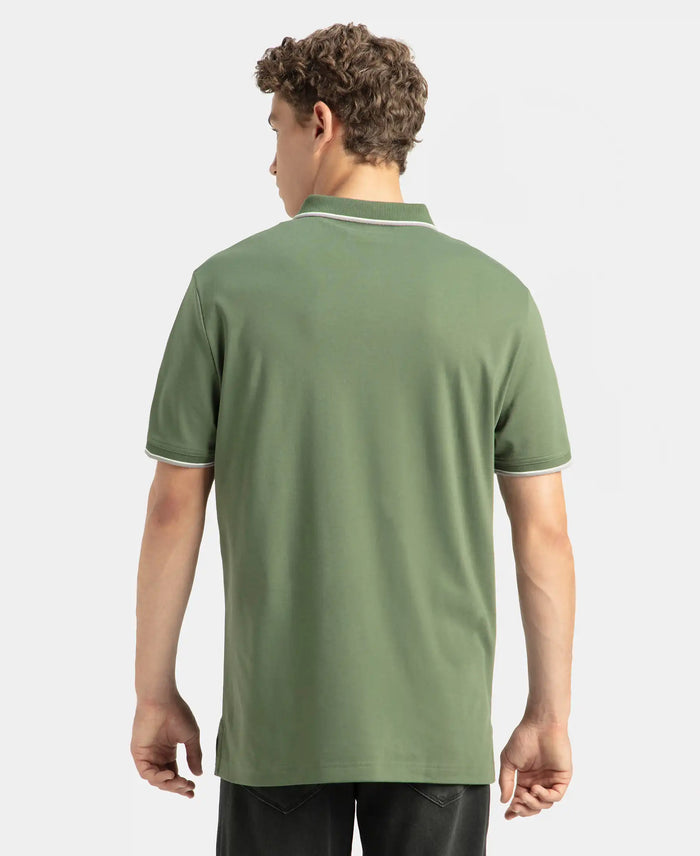 Pack of 2 Super Combed Cotton Rich Solid Half Sleeve Polo T-Shirt - Wine Tasting & Iceberg Green