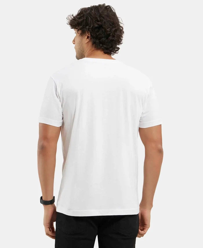 Pack of 2 Super Combed Cotton Rich Solid V Neck Half Sleeve T-Shirt - White & Black