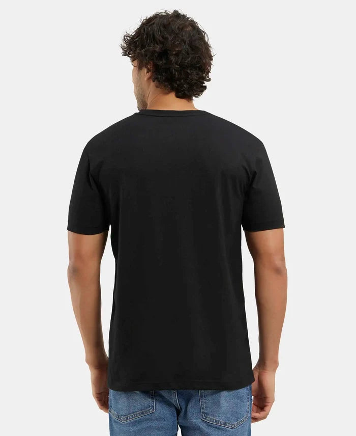 Pack of 2 Super Combed Cotton Rich Solid V Neck Half Sleeve T-Shirt - White & Black