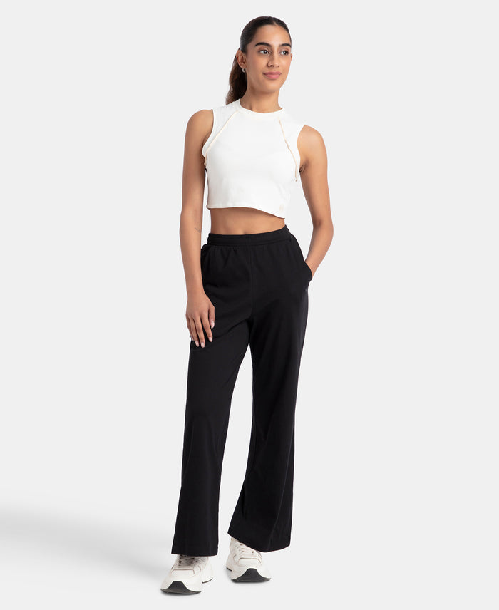 Pack of 2 Super Combed Cotton Rich Straight Fit Wide Leg Pants - Deep Depths & Black