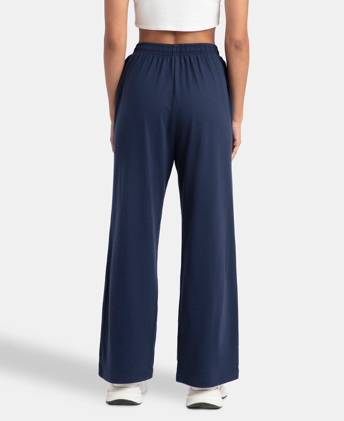 Pack of 2 Super Combed Cotton Rich Straight Fit Wide Leg Pants - Navy Blazer & Black