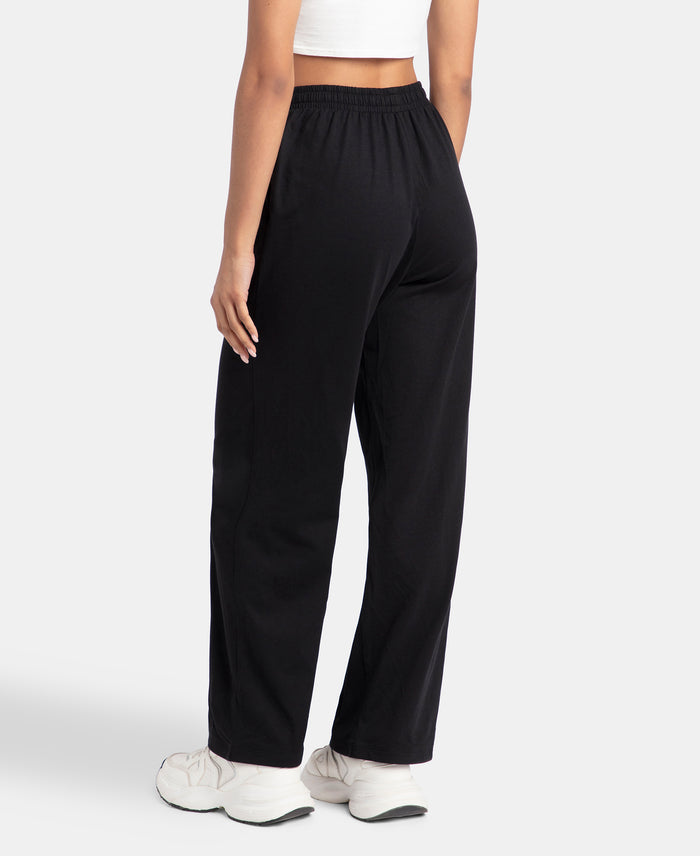 Pack of 2 Super Combed Cotton Rich Straight Fit Wide Leg Pants - Navy Blazer & Black