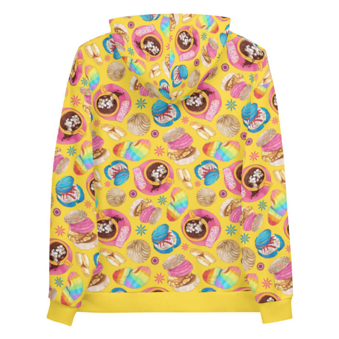 Pan Dulce kawaii hoodie in yellow with golden orejas and sprinkle galletas