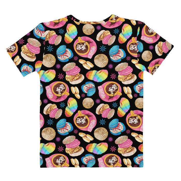 Pan Dulce kawaii t-shirt in yellow with cocoa swirls and golden conchas