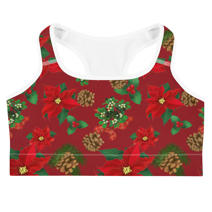 Poinsettia Sports bra (Red) | Koibito Clothing.