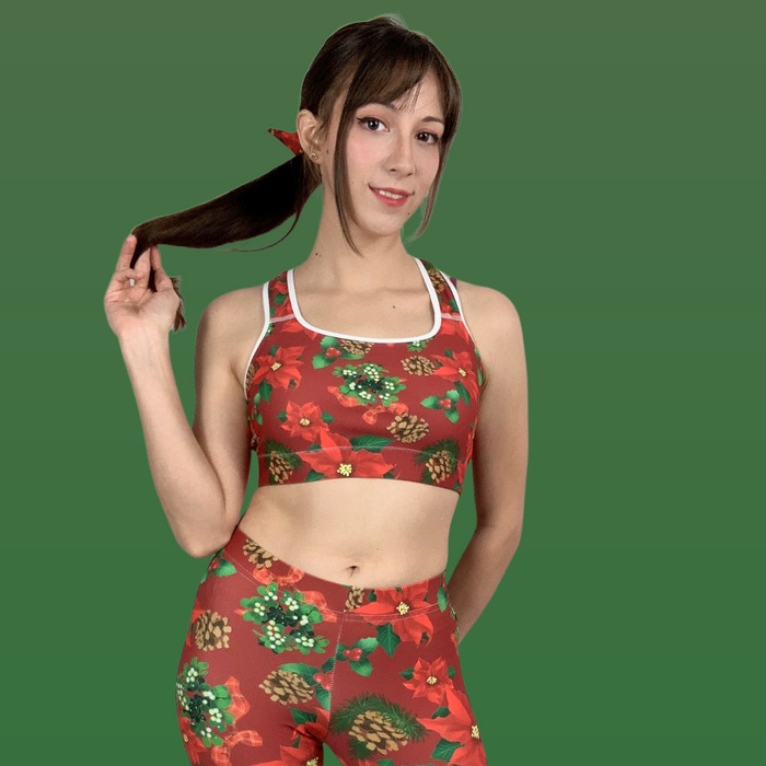 Poinsettia Sports bra (Red) | Koibito Clothing.