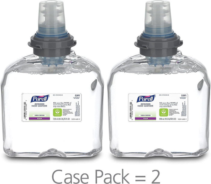 Purell Advanced Hand Sanitizer Foam, TFX Refill, 1200 mL, Case of 2
