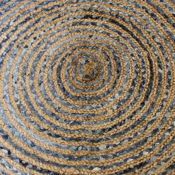 Round Jute and Recycle Denim Rug - 120 cm 🇬🇧