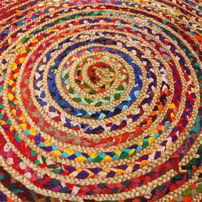 Round Jute and Recycled Cotton Rug - 120 cm 🇬🇧