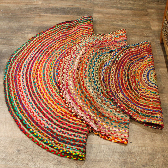 Round Jute and Recycled Cotton Rug - 120 cm 🇬🇧