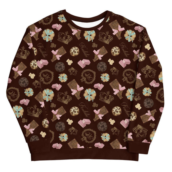 Royal Cookie kawaii sweatshirt in vanilla cream with vanilla bear cookies and gold crowns