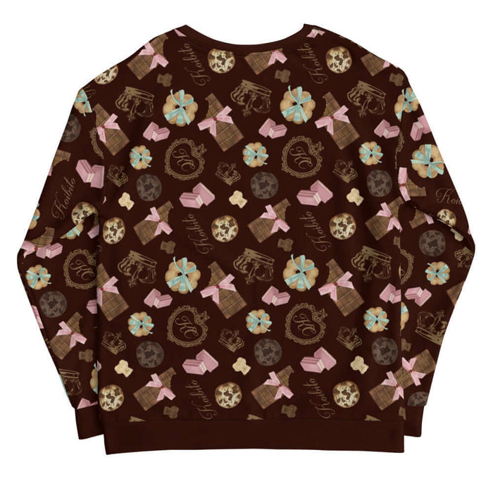 Royal Cookie kawaii sweatshirt in vanilla cream with milk-chocolate bars and pink satin bows