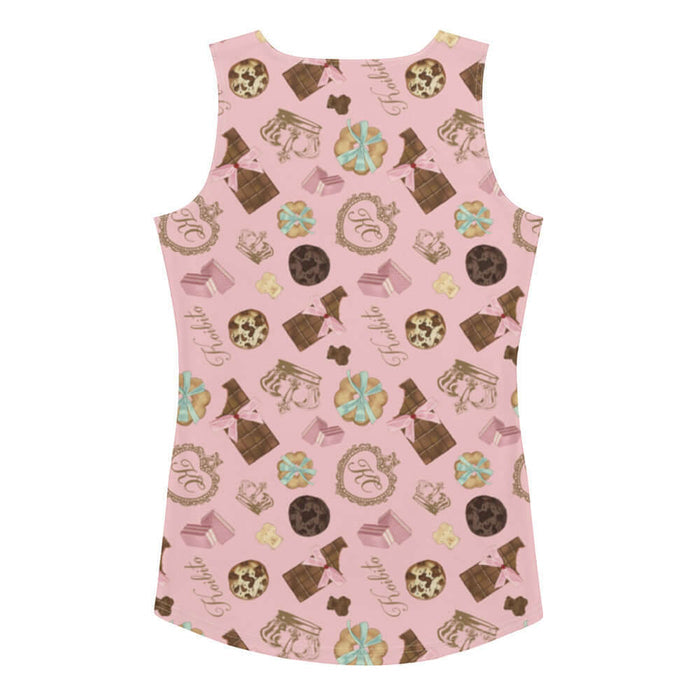 Royal Cookie kawaii tank top in vanilla cream with strawberry wafers and ribbon-tied cookies