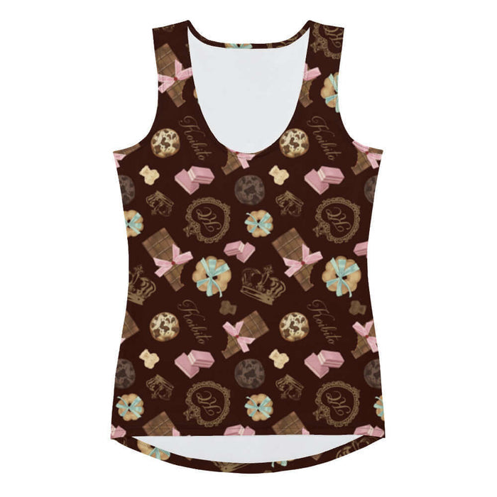 Royal Cookie kawaii tank top in vanilla cream with chocolate bear cookies and gold crowns