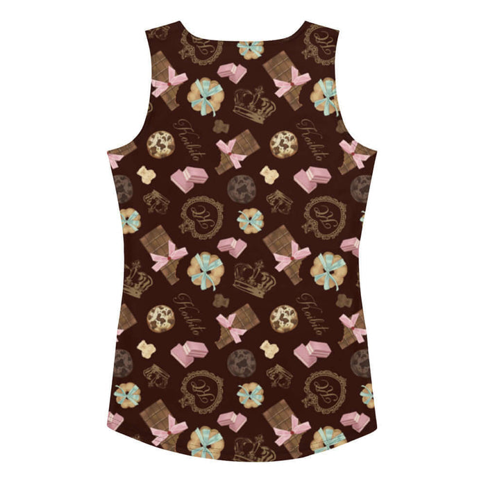 Royal Cookie kawaii tank top in vanilla cream with gilded monogram crests and pink bows