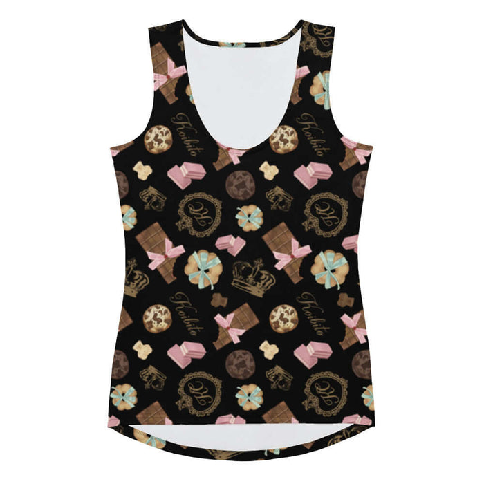 Royal Cookie kawaii tank top in vanilla cream with chocolate-chip cookies and strawberry wafers