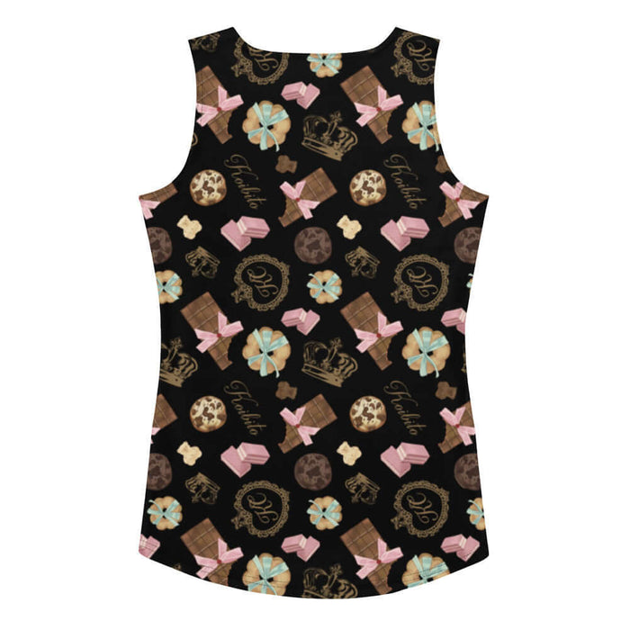 Royal Cookie kawaii tank top in vanilla cream with gold crowns and milk-chocolate bars