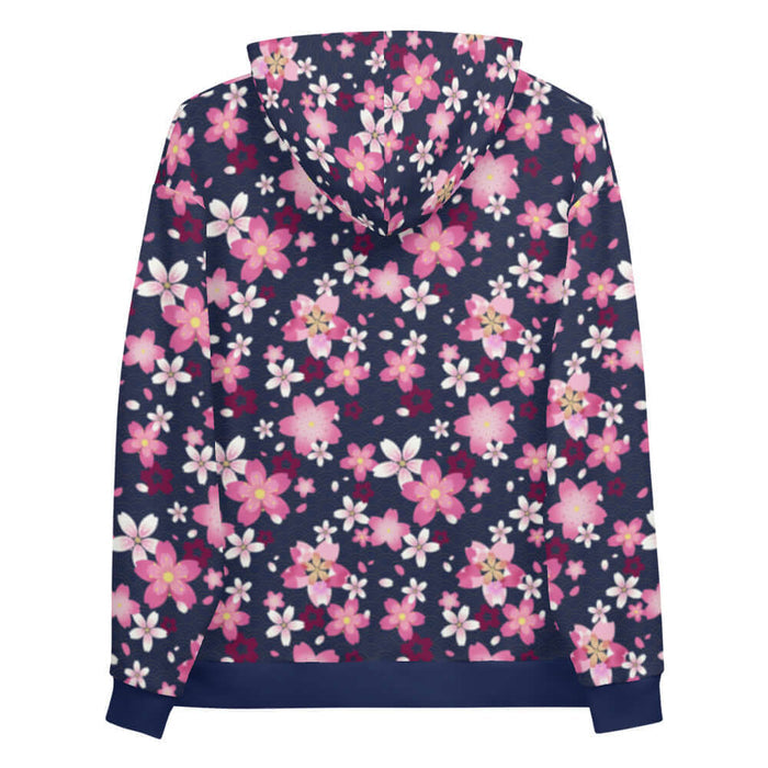 Sakura kawaii hoodie in pink with cherry blossoms and rolling gold waves