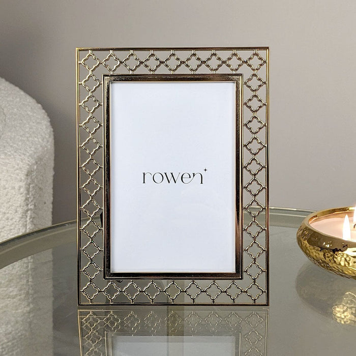 Sarai Gold Lattice Metal Photo Frame - 4x6" Accessories
