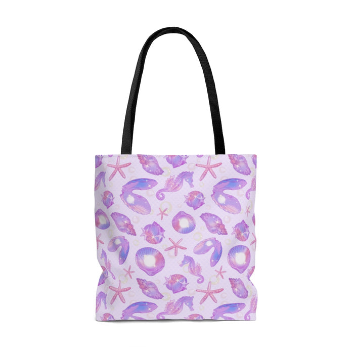 Stylish Sea Princess Tote Bag (Pink) featuring vibrant marine designs, perfect for summer outings and adventures.