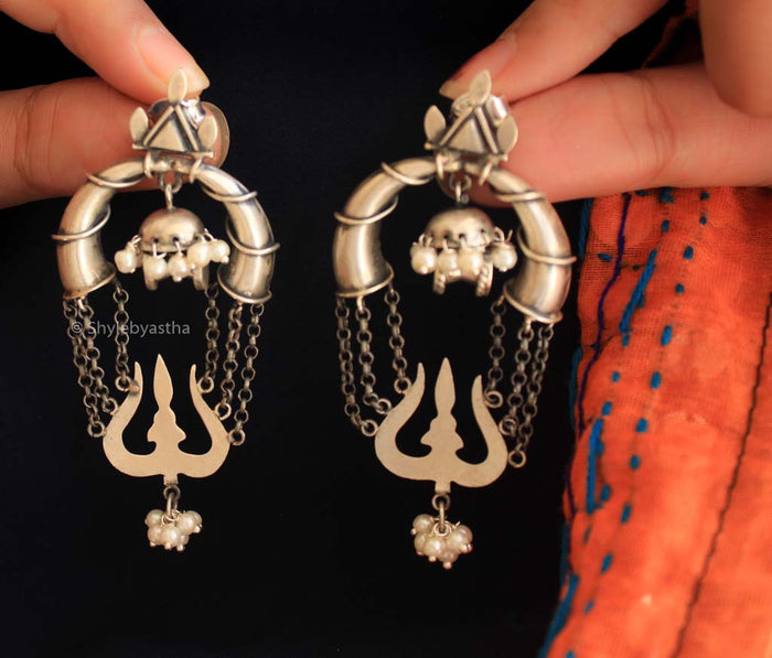 Shiva Trushul Multi layered Danglers