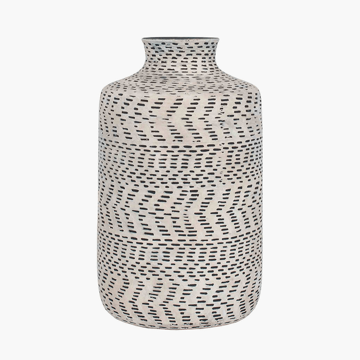 Sidira Natural & Black Aztec Print Stoneware Vase Accessories
